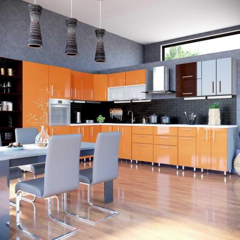 Модульна кухня High Gloss/High Gloss оранж шоколад вуглова