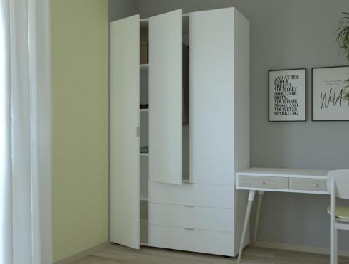 Распашной шкаф для одежды Doros Гелар Белый 3 ДСП 116,2х49,5х203,4 foto 4