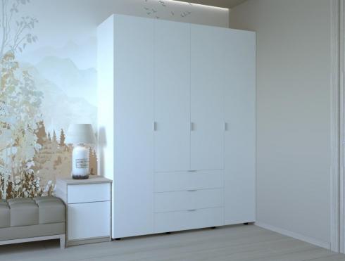 Распашной шкаф для одежды Doros Гелар Белый 4 ДСП 155х49,5х203,4 foto 3