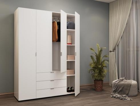 Распашной шкаф для одежды Doros Гелар Белый 4 ДСП 155х49,5х203,4 foto 7