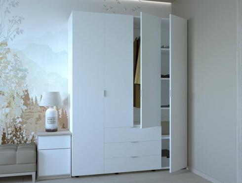 Распашной шкаф для одежды Doros Гелар Белый 4 ДСП 155х49,5х203,4 foto 4