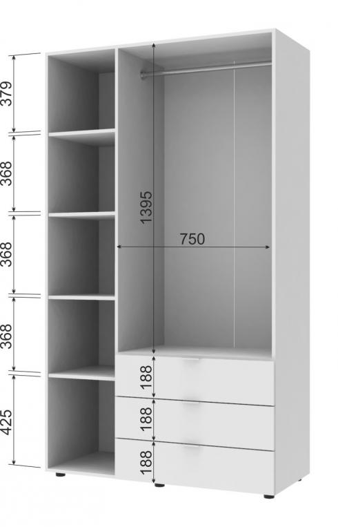 Распашной шкаф для одежды Doros Гелар комплект Белый 3+3 ДСП 232,4х49,5х203,4 foto 4