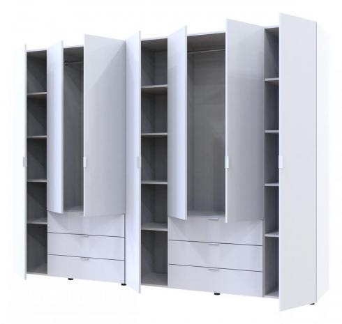 Распашной шкаф для одежды Doros Гелар комплект Белый 3+4 ДСП 271,2х49,5х203,4 foto 2