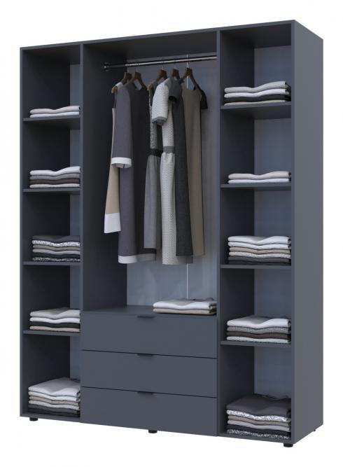 Распашной шкаф для одежды Doros Гелар Графит 4 ДСП 155х49,5х203,4 foto 4