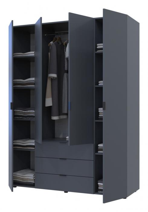 Распашной шкаф для одежды Doros Гелар Графит 4 ДСП 155х49,5х203,4 foto 3